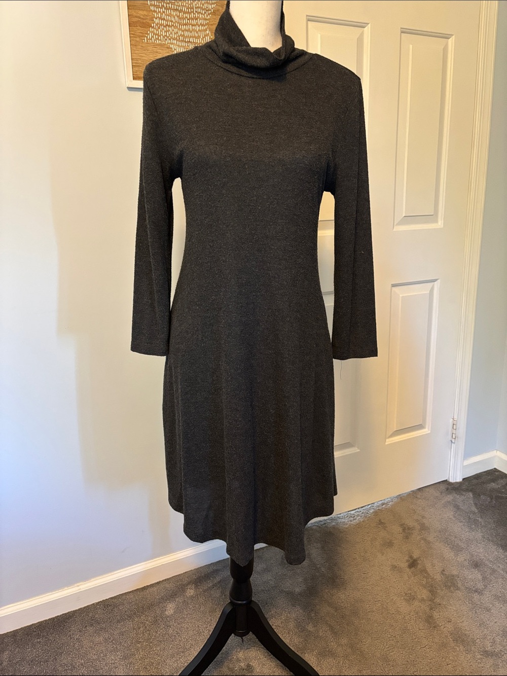 Charcoal Turtleneck A-Line Dress - Women's Medium